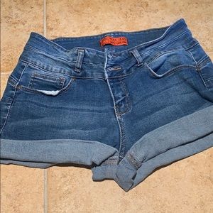 Medium wash jean shorts